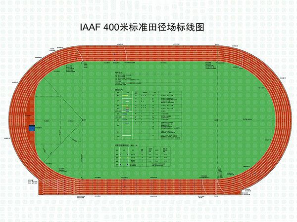 国际田联400米标准田径场标线图